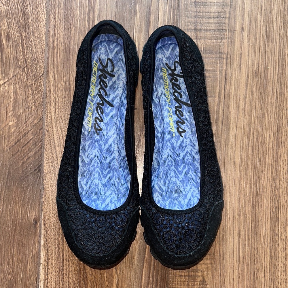 Skechers Black Lace Flats for Women